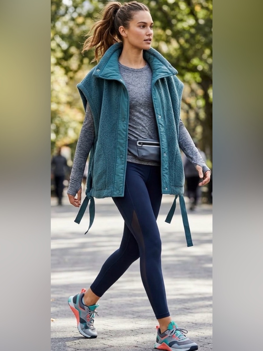 Free People Movement Scout It Out Women’s Large Oversize Teal Sherpa Snap Vest